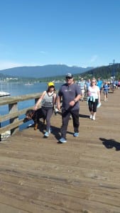 Couple walking on the bridge