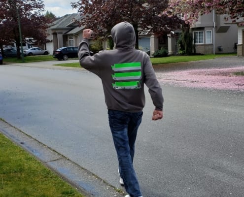 Man walking on the road