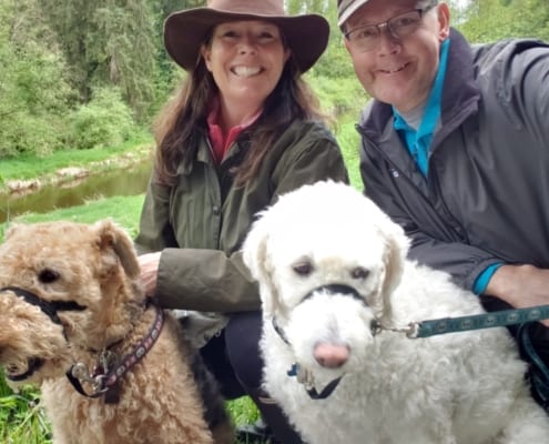 Couple with their two dogs